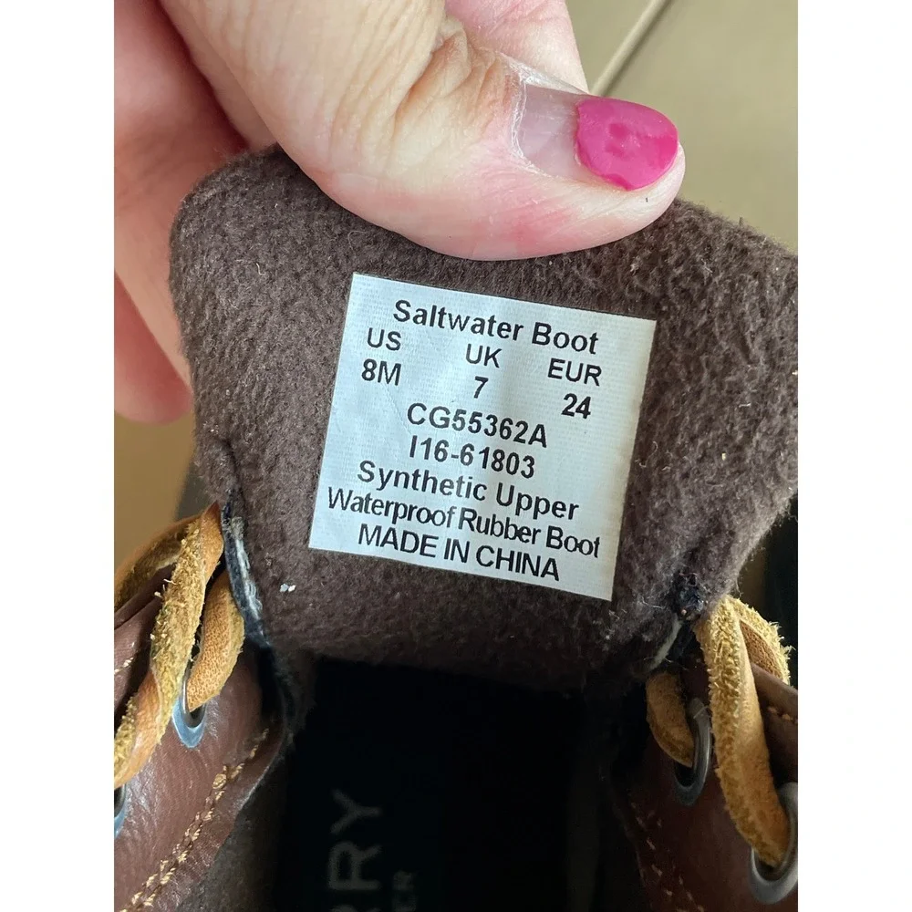 Sperry Saltwater Duck Boots Toddler 8 Brown Black Waterproof Rain Boots CG55362A
